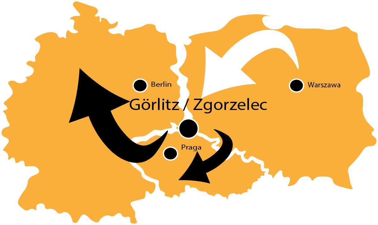 Karte Mitteleuropas – Zgorzelec / Görlitz